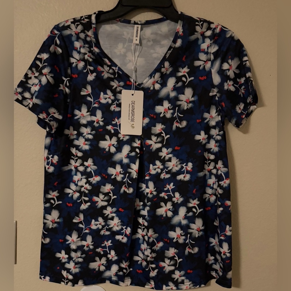 💜Dearmsrose Women’s V-neck Floral Blouse Size:XLarge